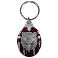 Native American Shield with Grizzly Bear Metal Key Chain with Enameled Details